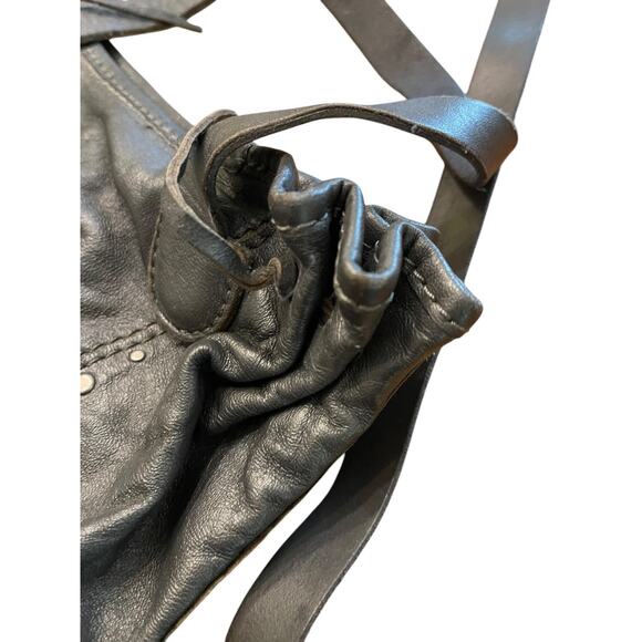 Lucky Brand Lambskin Foldover Crossbody Handbag Charcoal Gray - Picture 7 of 11